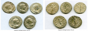 ANCIENT LOTS. Roman Imperial. Gordian III (AD 238-244). Lot of five (5) AR denarii. XF-Choice XF. Includes: Various types of Gordian III denarii. Tota...