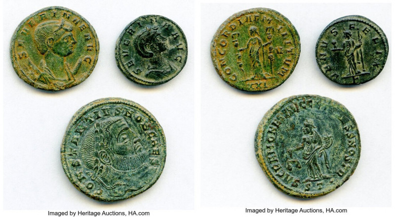 ANCIENT LOTS. Roman Imperial. AD 4th century. Lot of three (3) AE issues. Choice...