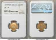 Charles IV gold Escudo 1807 PTS-PJ AU50 NGC, Potosi mint, KM78. Mintage: 1,123. 

HID09801242017

© 2020 Heritage Auctions | All Rights Reserved