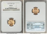Republic gold 2 Pesos 1915 MS64 NGC, Philadelphia mint, KM17. Two year type. 

HID09801242017

© 2020 Heritage Auctions | All Rights Reserved