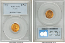 Republic gold 2 Pesos 1915 MS62 PCGS, Philadelphia mint, KM17. Brilliant sunset orange toning. 

HID09801242017

© 2020 Heritage Auctions | All Ri...