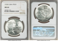 Republic "ABC" Peso 1938 MS64 NGC, Philadelphia mint, KM22. White satiny fields with glowing mint luster. 

HID09801242017

© 2020 Heritage Auctio...