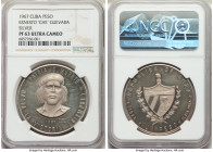 Republic silver Proof "Ernesto Che Guevara" Medallic Peso 1967 PR63 Ultra Cameo NGC, KM-XM31a. Pearl gray toning. Issued by Central de Numismatica y M...