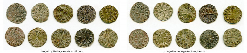 Principality of Antioch 10-Piece Lot of Uncertified Bohemond Era "Helmet" Denier...