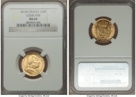 Louis XVIII gold 20 Francs 1814-A MS64 NGC, Paris mint, KM706.1. The coin gives the impression of a technical Gem, limited only by obverse adjustment ...