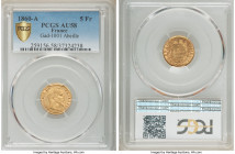 Napoleon III gold 5 Francs 1860-A AU58 PCGS, Paris mint, KM787.1, Gad-1001. 

HID09801242017

© 2020 Heritage Auctions | All Rights Reserved
