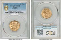 Republic gold 20 Francs 1900-A MS62 PCGS, KM847. AGW 0.1867 oz. 

HID09801242017

© 2020 Heritage Auctions | All Rights Reserved