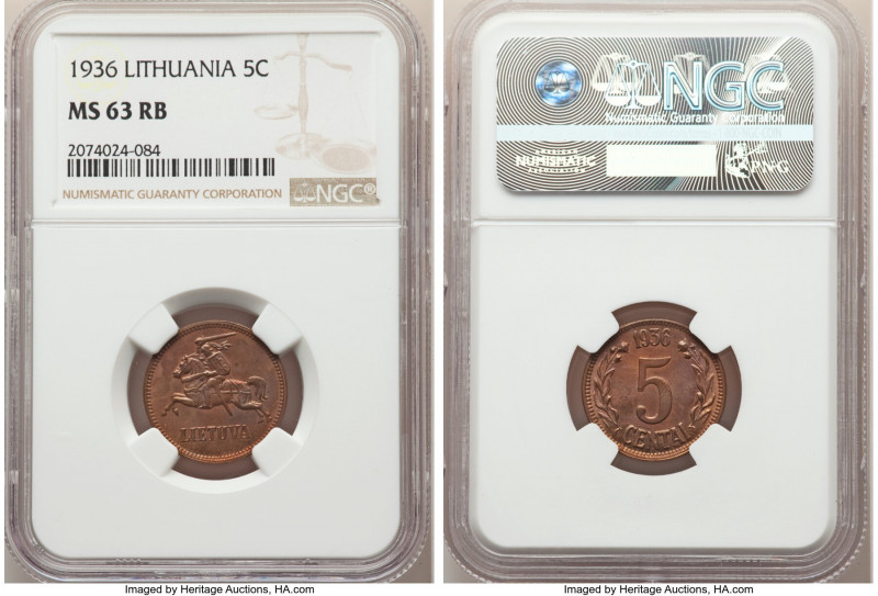Republic 3-Piece Lot of Certified Centai 1936 NGC, 1) Centas - MS63 Red and Brow...