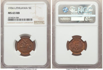 Republic 3-Piece Lot of Certified Centai 1936 NGC, 1) Centas - MS63 Red and Brown, KM79 2) 2 Centai - MS62 Brown, KM80 3) 5 Centai - MS63 Red and Brow...