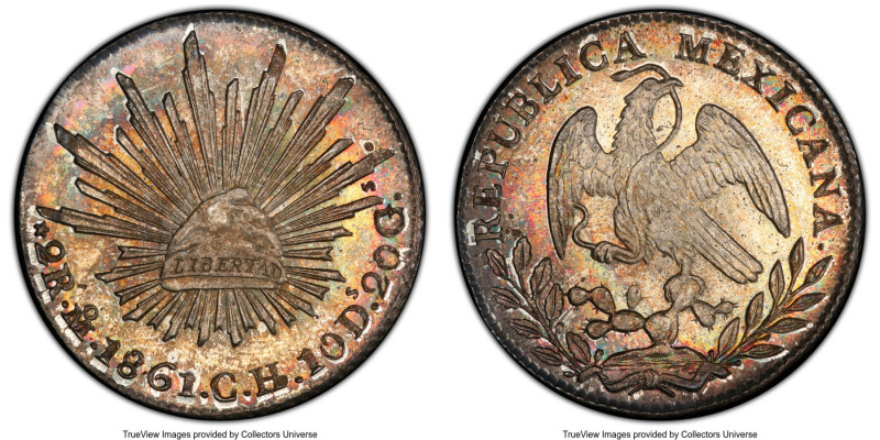 Republic 2 Reales 1861 Mo-CH MS66 PCGS, Mexico City mint, KM374.10.

HID098012...