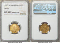 Charles IV gold Escudo 1790 LM-IJ AU50 NGC, Lima mint, KM88. Scratch on cheek noted for accuracy. 

HID09801242017

© 2020 Heritage Auctions | All...