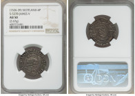 James V (1513-1542) Groat ND (1526-1539) AU50 NGC, Edinburgh mint, Second Coinage, S-5378, Burns-pg. 234, 2. 2.657gm. Includes old Coin Galleries enve...