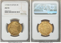 Charles III gold 4 Escudos 1774 M-PJ AU55 NGC, Madrid mint, KM418.1. Sangria toned, reflective surface. 

HID09801242017

© 2020 Heritage Auctions...