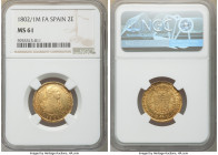 Charles IV gold 2 Escudos 1802 M-FA MS61 NGC, Madrid mint, KM435.1. Peripheral toning with residual luster. 

HID09801242017

© 2020 Heritage Auct...
