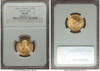 Pius XII gold 100 Lire MCML (1950) MS66 NGC, KM48. One-year type commemorating the Holy Year with nearly-pristine surfaces in a vibrant shade of yello...