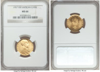 Pius XII gold 100 Lire Anno XIX (1957) MS66 NGC, KM-A53. Mintage: 2,000. A coin with dazzling luster and worthy of a premium bid.

HID09801242017
...