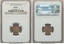 Pair of Certified Assorted World Minors NGC, 1) British Guiana: British Colony. Victoria 4 Pence 1891 - MS64, KM26 2) Russia: Nicholas I Kopeck 1852-E...