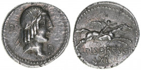 C. Calpurnius Piso L.f. L.n Frugi 90 BC
Römisches Reich - Republik. Denar. Apollokopf - Reiter nach rechts
Rom
4,03g
Cr.340/1
vz-