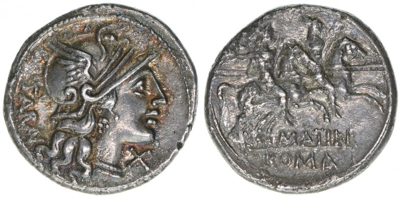 M. Attilus Saranus 148 BC
Römisches Reich - Republik. Denar. Romakopf nach recht...
