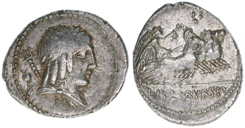 L. Julius Bursio 85 BC
Römisches Reich - Republik. Denar. Victoria in Quadriga
R...
