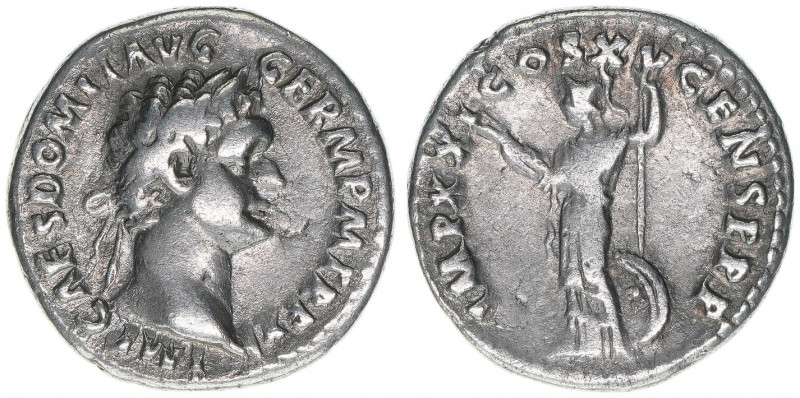 Domitianus 81-96
Römisches Reich - Kaiserzeit. Denar. Av. IMP CAES DOMIT AVG GER...