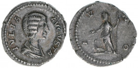 Julia Domna + 217 Gattin des Septimius Severus
Römisches Reich - Kaiserzeit. Denar. Av. IVLIA AVGVSTA Rv. IVNO
Rom
3,58g
Kampmann 50.24
ss/vz