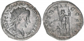 Gordianus III. Pius 238-244
Römisches Reich - Kaiserzeit. Antoninian. Av. IMP CAES M ANT GORDIANVS AVG Rv. P M TR P II COS P P
Rom
4,15g
RIC 16
ss+