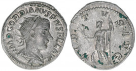 Gordianus III. Pius 238-244
Römisches Reich - Kaiserzeit. Antoninian. Av. IMP GORDIANVS PIVS FEL AVG Rv. VIRTVS AVG
Rom
3,67g
RIC 6
vz-