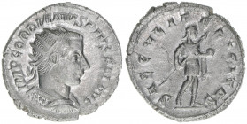 Gordianus III. Pius 238-244
Römisches Reich - Kaiserzeit. Antoninian. Av. IMP GORDIANVS PIVS FEL AVG Rv. SAECVLI FELICITAS
Rom
4,47g
RIC 216
vz