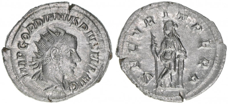 Gordianus III. Pius 238-244
Römisches Reich - Kaiserzeit. Antoninian. Av. IMP GO...