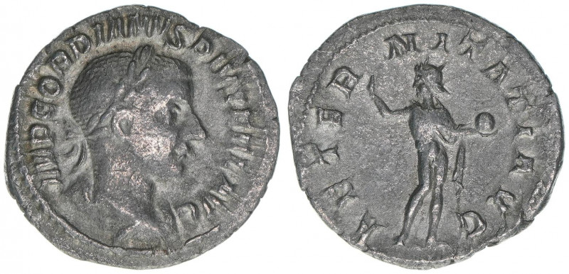Gordianus III. Pius 238-244
Römisches Reich - Kaiserzeit. Denar. Av. IMP GORDIAN...