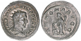 Philippus I. Arabs 244-249
Römisches Reich - Kaiserzeit. Antoninian. Av. IMP M IVL PHILIPPVS AVG Rv. ANNONA AVGG
Rom
4,59g
RIC 28
vz
