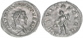 Philippus I. Arabs 244-249
Römisches Reich - Kaiserzeit. Antoninian. Av. IMP M IVL PHILIPPVS AVG Rv. AEQVITAS AVGG
Rom
4,70g
RIC 27
vz
