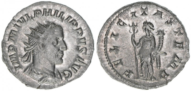 Philippus I. Arabs 244-249
Römisches Reich - Kaiserzeit. Antoninian. Av. IMP M I...
