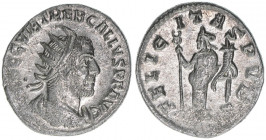 Trebonianus Gallus 251-253
Römisches Reich - Kaiserzeit. Antoninian. Av. IMP C C VIB TREB GALLVS P F AVG Rv. FELICITAS PVBL
Rom
3,37g
RIC 82
vz/stfr