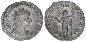 Valerianus I. 253-260
Römisches Reich - Kaiserzeit. Antoninian. AV. IMP C P LIC VALERIANVS AVG Rv. IOVI CONSERVATORI
Rom
1,99g
Kampmann 88.23
ss/vz