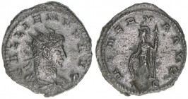 Gallienus 253-268
Römisches Reich - Kaiserzeit. Antoninian. Av. GALLIENVS AVG Rv. MINERVA AVG
Rom
3,49g
Kampmann 90.128
vz-