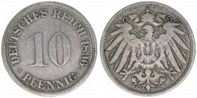 Deutsches Reich 1871-1918
10 Pfennig, 1896 G. Auflage 200000
3,91g
AKS 12
s/ss