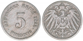 Deutsches Reich 1871-1918
5 Pfennig, 1893 G. Auflage 421862
2,44g
AKS 16
ss-