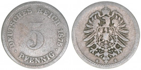 Deutsches Reich 1871-1918
5 Pfennig, 1875 H. Auflage 702960
2,34g
AKS 15
s/ss
