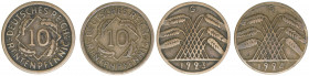 Deutsches Reich 1919-1945
2x 10 Rentenpfennig, 1923 G und 1924 G. AKS 44
ss
