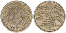 Deutsches Reich 1919-1945
10 Reichspfennig, 1933 G. 4,07g
AKS 45
ss-