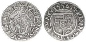Ferdinand I. 1526-1564
Denar, 1556 KB. Kremnitz
0,44g
Huszar 936
ss+