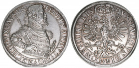 Erzherzog Ferdinand 1564-1595
Doppeltaler, ohne Jahr. posthum 1601-1604
Hall
57,48g
Zainende bei 18h
ss/vz