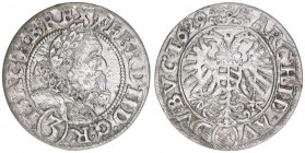 Ferdinand II. 1619-1637
3 Kreuzer, 1629 HR. Breslau
1,58g
Herinek 1286a
ss
