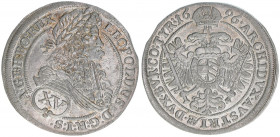 Leopold I. 1657-1705
15 Kreuzer, 1696. Wien
6,49g
Herinek 935
vz-