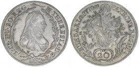 Maria Theresia 1740-1780
20 Kreuzer, 1778 B/ SK-PD. Kremnitz
6,62g
Frühwald 1159
ss