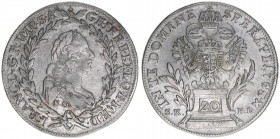 Franz I. Stephan 1745-1765
20 Kreuzer, 1765 BO/SK-PD. Kremnitz
6,52g
ANK 18
ss