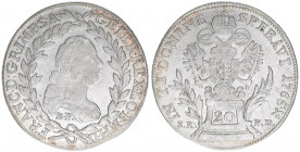 Franz I. Stephan 1745-1765
20 Kreuzer, 1765 BP/SK-PD. Kremnitz
6,42g
ANK 18
ss/vz