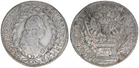 Franz I. Stephan 1745-1765
20 Kreuzer, 1765 KB. Kremnitz
6,47g
ANK 17
ss+